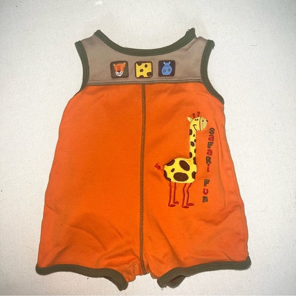 Baby Okie Dokie 3-6 Months Safari Fun Orange Baby Boy Romper Y2K 90s Vintage - Picture 1 of 7